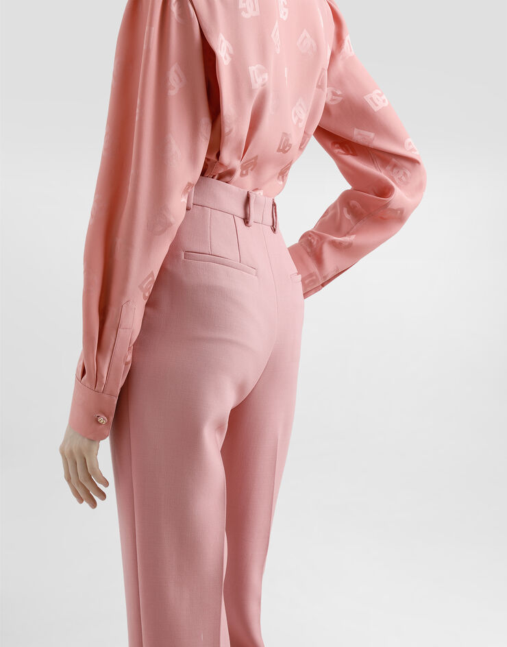Dolce & Gabbana Pantalón sastre en crepé doble de lana Rosa FTAM2TFU2L8