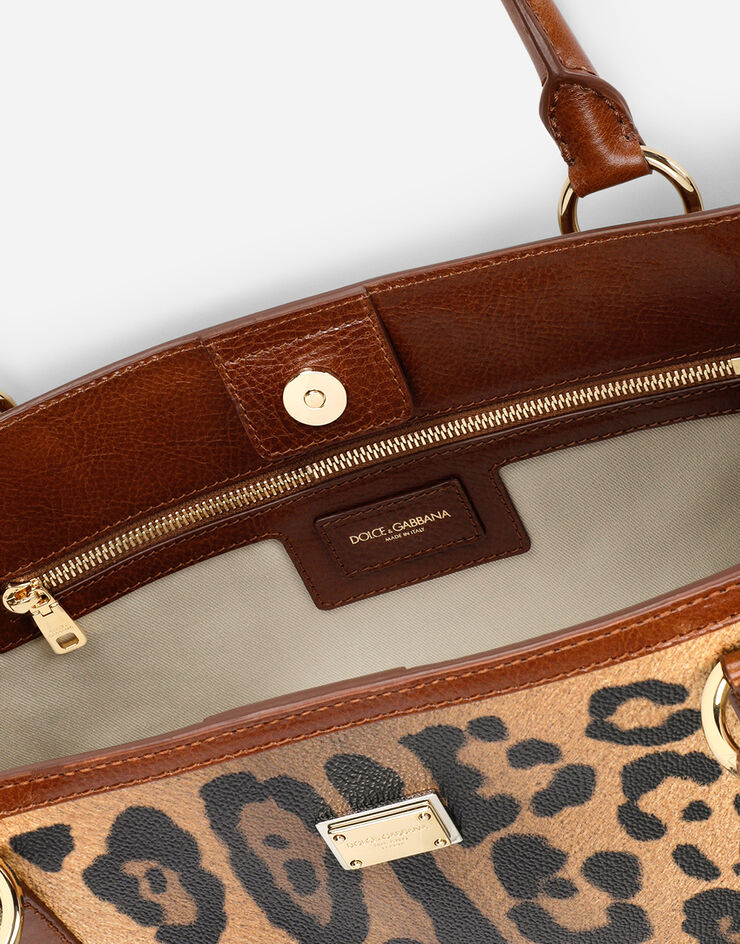 Dolce & Gabbana Cabas en crespo à imprimé léopard avec plaquette à logo Multicolore BB2213AW384