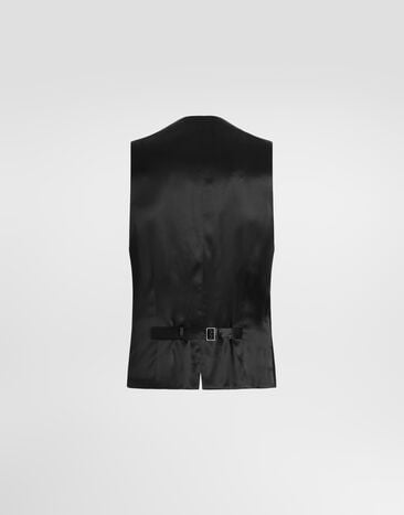 Dolce & Gabbana Chaleco de botonadura simple en jacquard de lana con motivo de rayas Negro G702UTFR22A