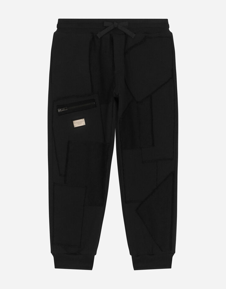 Dolce&Gabbana Jogginghose aus Jersey mit Patchwork Schwarz L4JPIMG7K2F