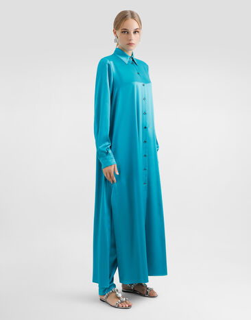 Dolce & Gabbana سروال من ساتان حريري بخصر مرن أخضر FTC11TFU1UU