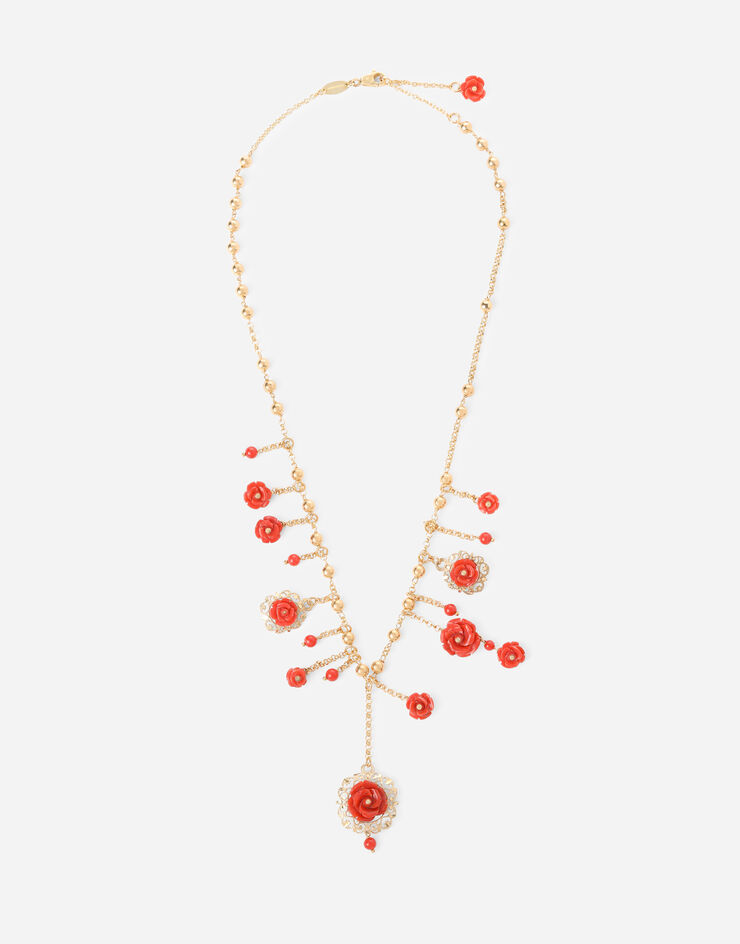 Dolce & Gabbana Coral 珊瑚玫瑰装饰 18K 黄金项链 金 WNEM1GWCME1