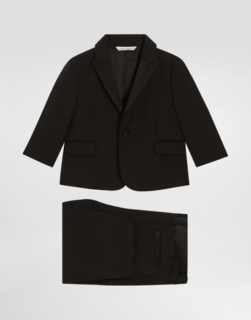 Dolce & Gabbana Single-breasted tuxedo suit in stretch wool Black L11U49FUBBG