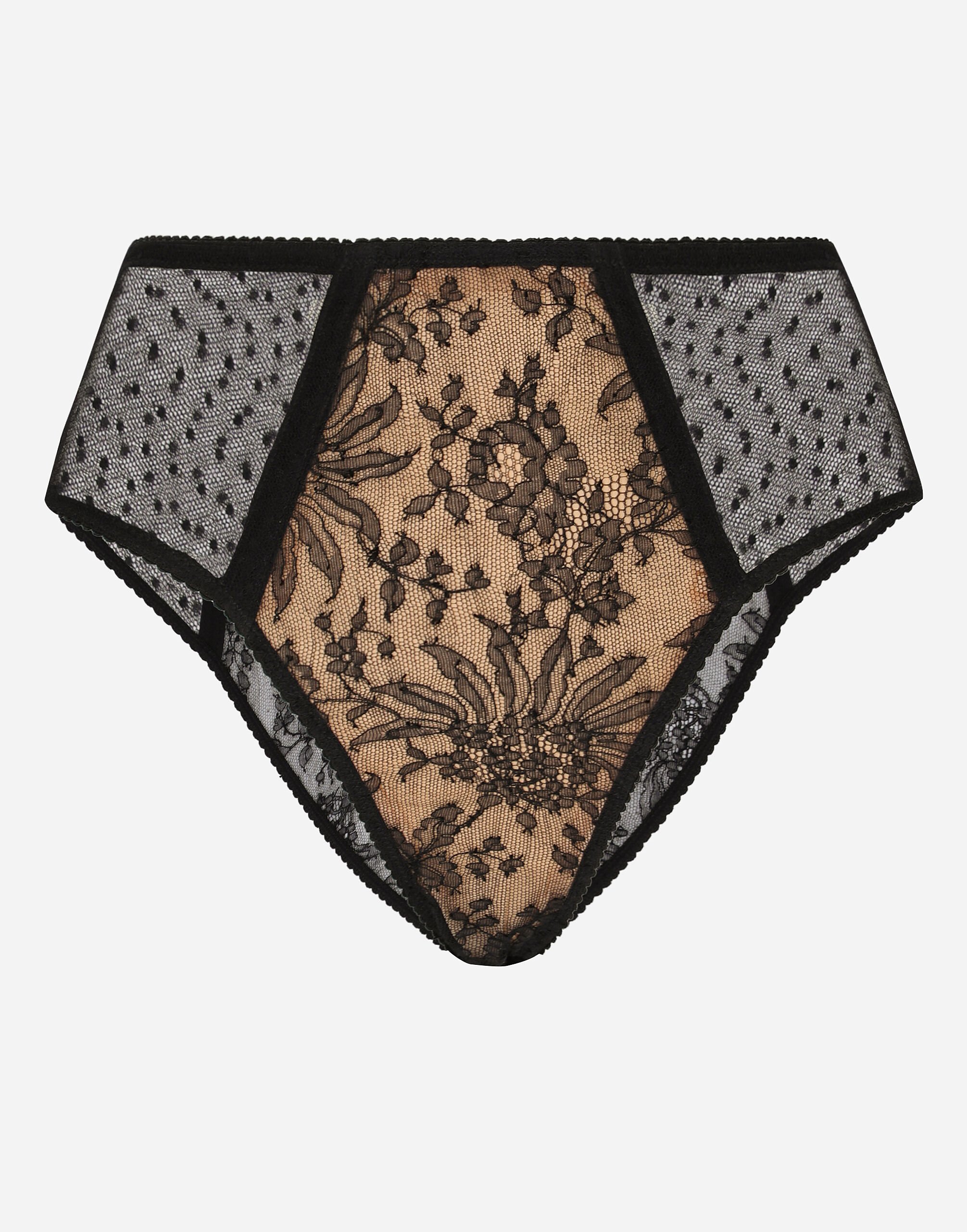 Dolce & Gabbana High-waisted plumetis lace panties Black O1F24TONL25
