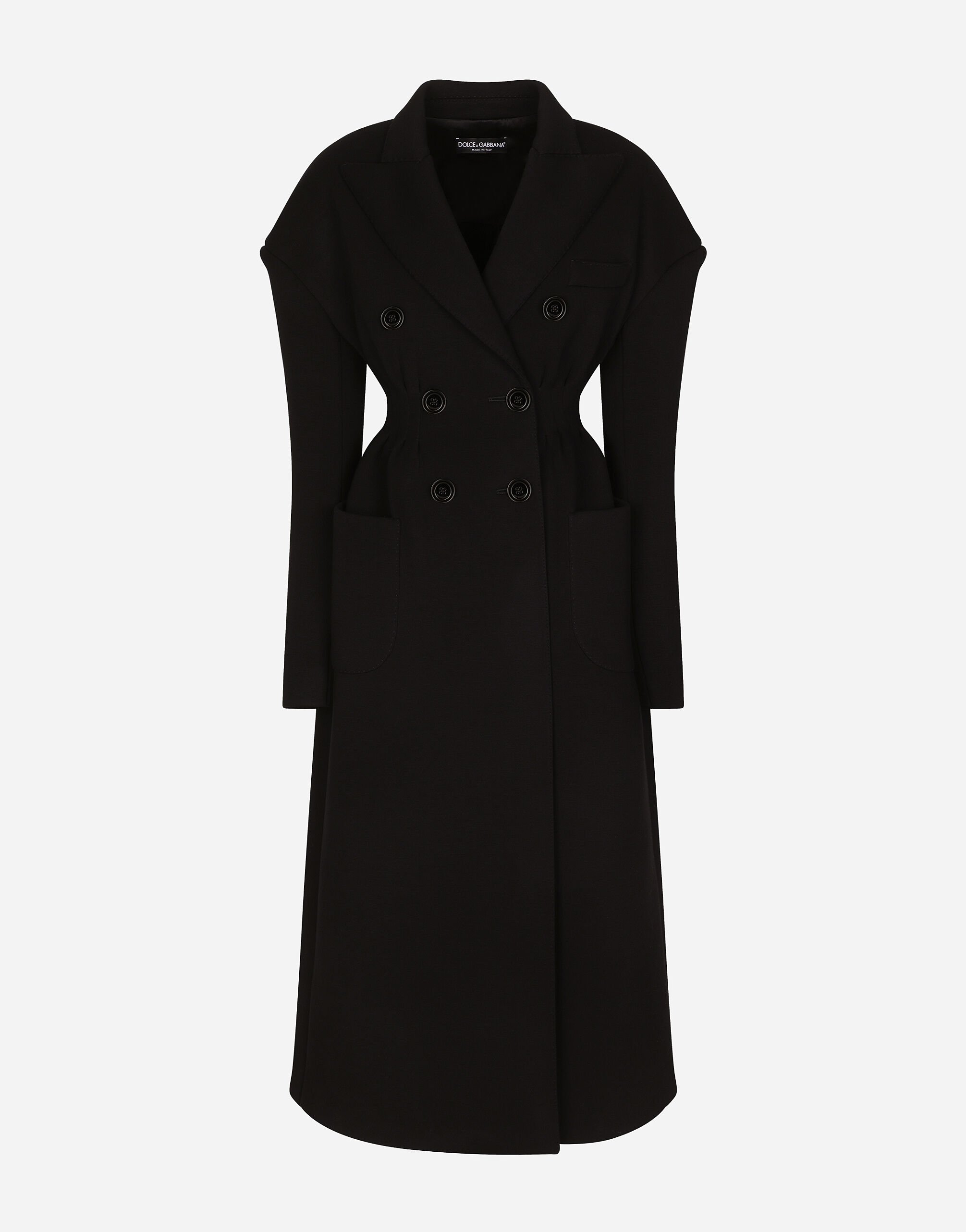 Dolce & Gabbana Abrigo de botonadura doble en punto técnico Negro F0D1OTFUMG9