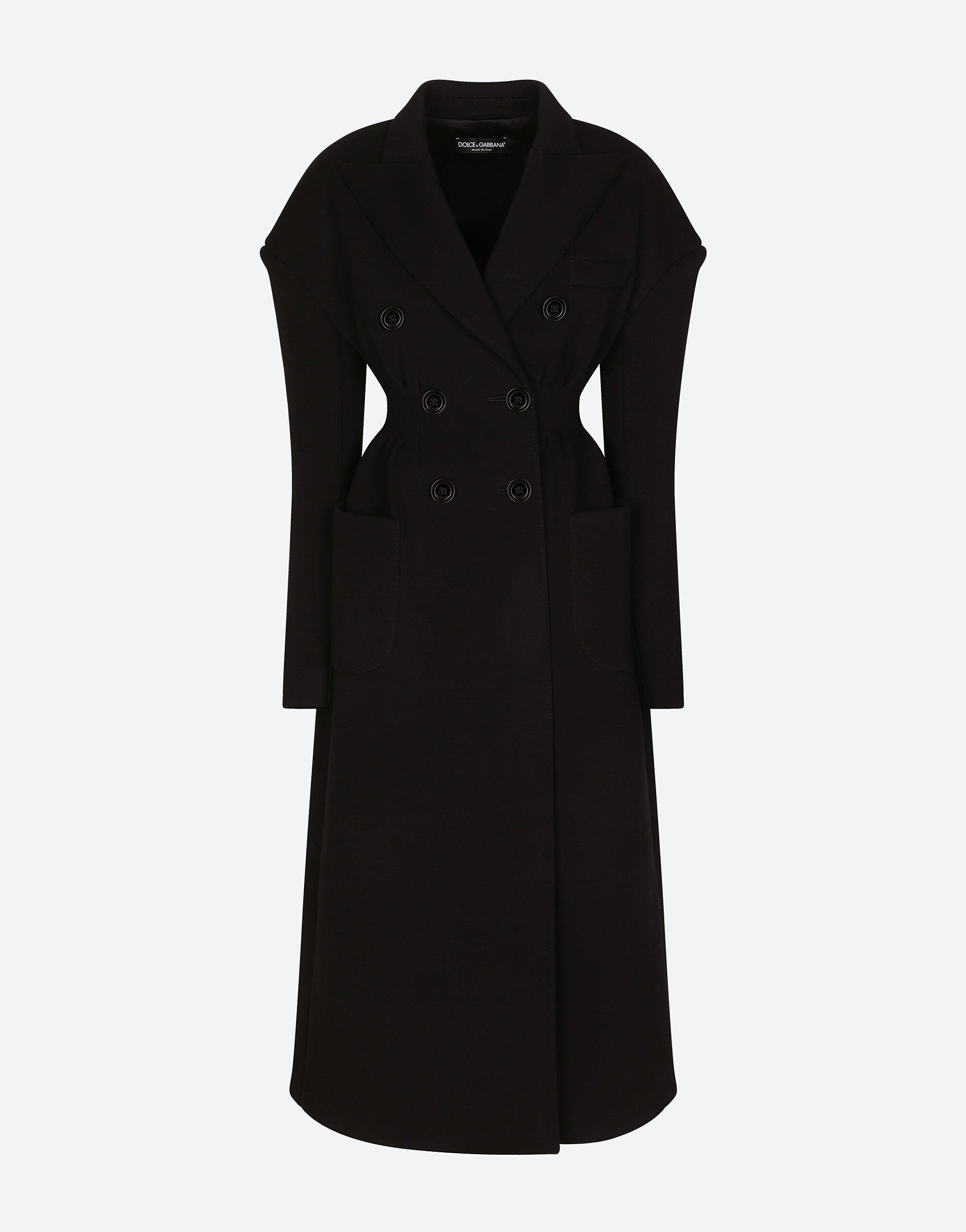 Dolce & Gabbana Double-breasted technical jersey coat Black F0E1PTFUBCI