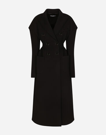 Dolce & Gabbana Double-breasted technical jersey coat Black F0D1OTFUMG9