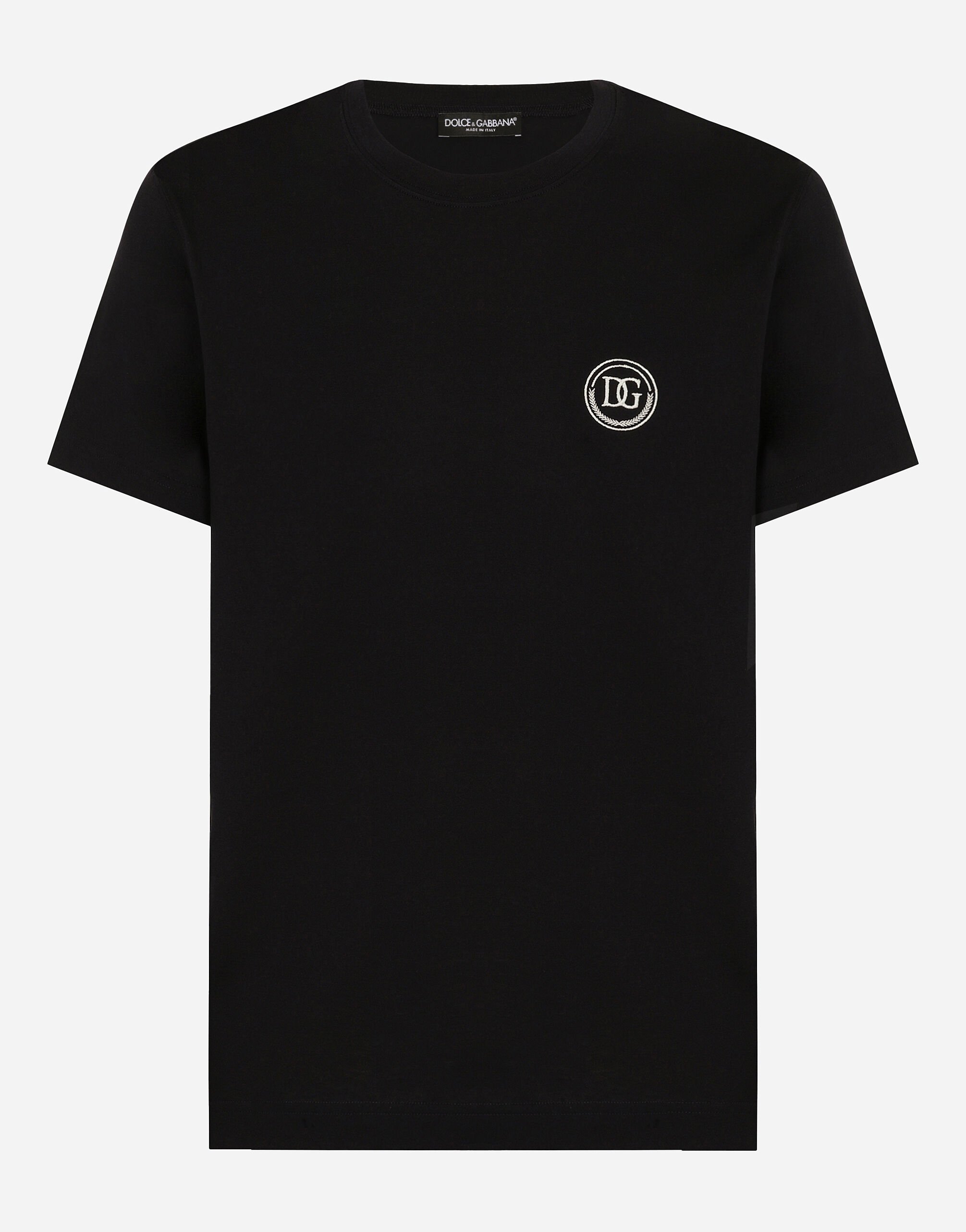 Dolce & Gabbana Short-sleeved T-shirt with DG embroidery Black GVR7HZG7I3I