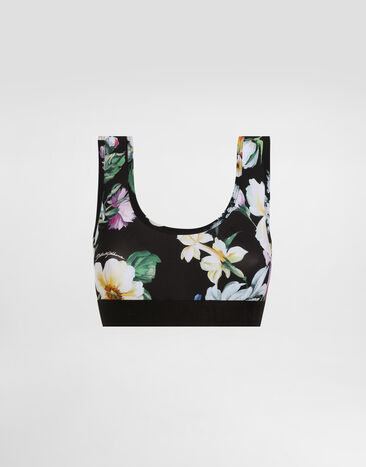 Dolce & Gabbana Activewear bra top in floral-print jersey Print F5R62TIS1Y6