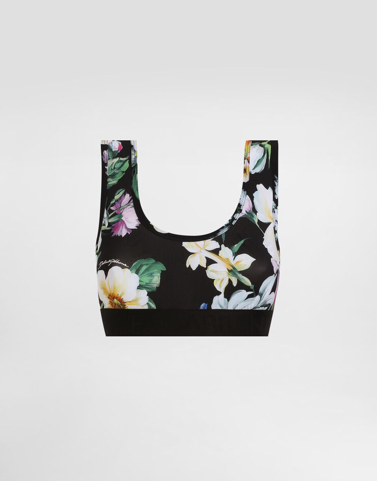 Dolce & Gabbana 花卉印花平纹针织运动文胸上衣 版画 F777YTFSG8L