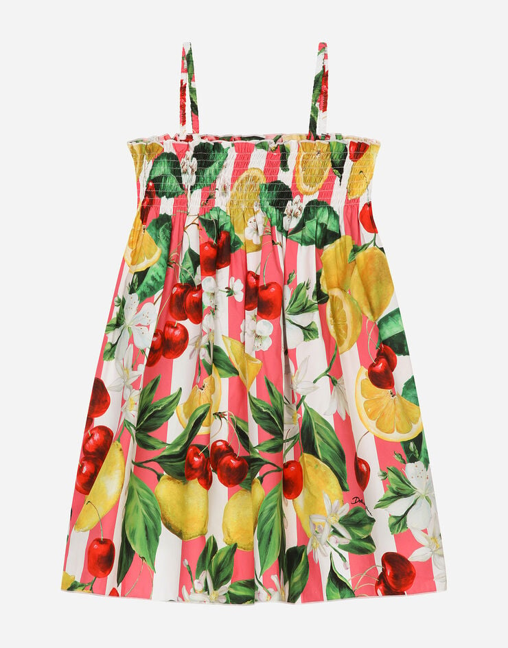 Dolce & Gabbana Vestido playero de popelina con estampado de limones y cerezas Imprima L52DA6HS5Q6