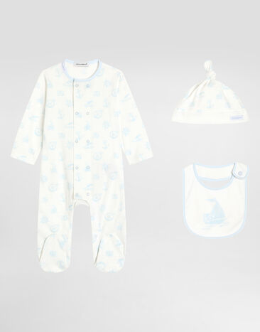 Dolce & Gabbana 3-piece jersey gift set with compass print White L1JOAAG7N9U