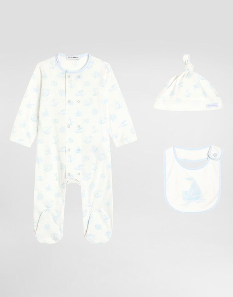 Dolce & Gabbana 3-piece jersey gift set with compass print Azure L1JOAJG7O1P