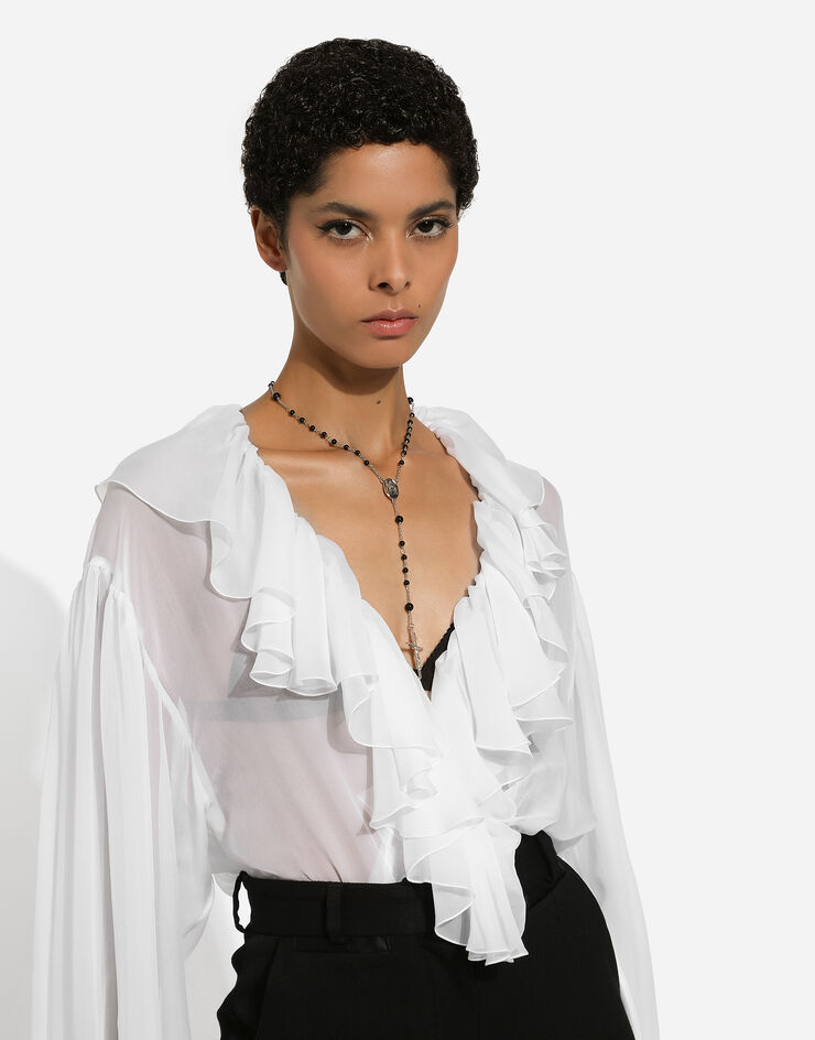 Dolce & Gabbana Chiffon blouse with ruffles White F79FGTFU1AT