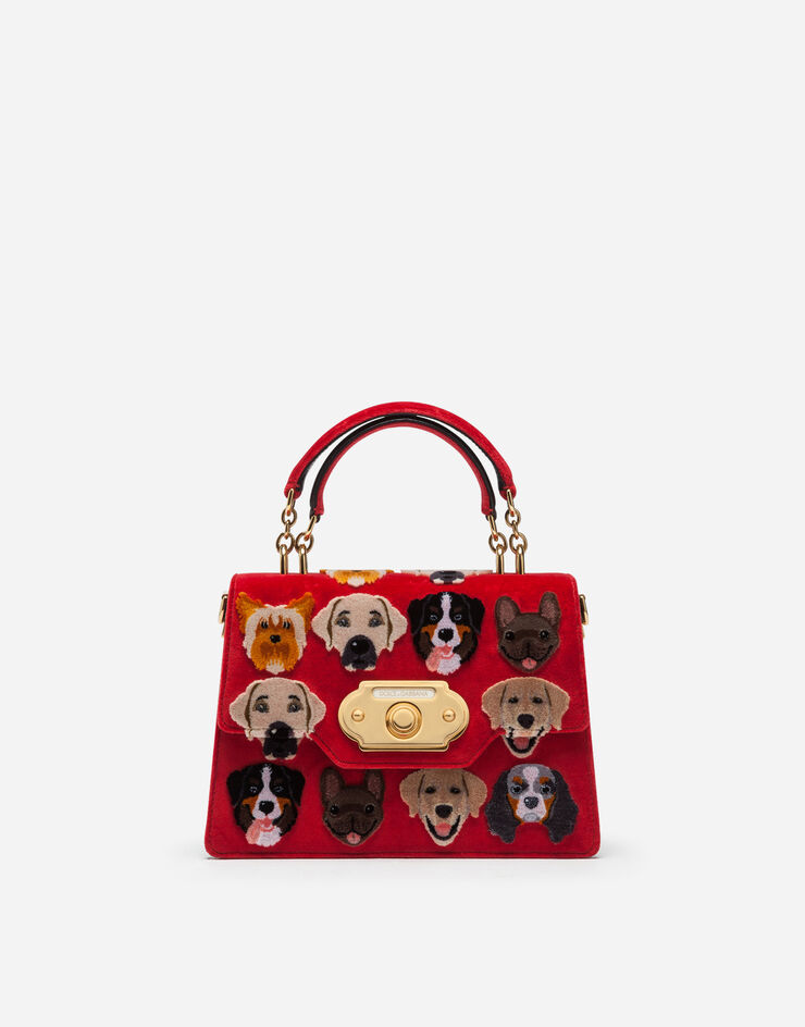 Dolce & Gabbana MEDIUM WELCOME BAG IN VELVET STITCH WITH ANIMALS MULTICOLORE BB6663AA730