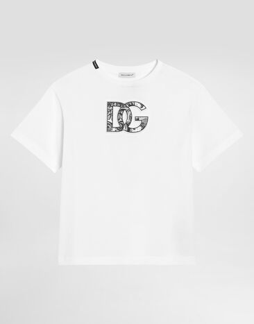 Dolce & Gabbana 压纹马约利卡印花 DG 徽标短袖 T 恤 多色 L4JTHVG7NVC
