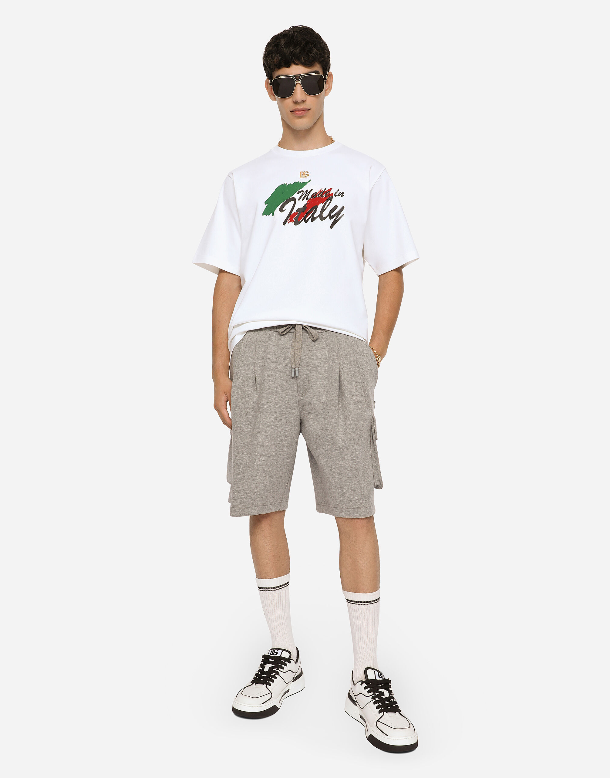 DOLCE&GABBANA カモフラージュパッチワークTシャツ White T-shirt with applique Dolce & Gabbana - Vitkac AS