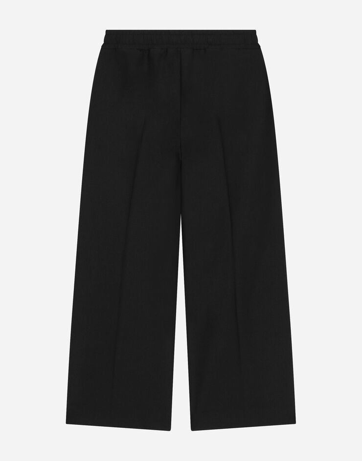 Dolce&Gabbana سروال بلاتزو صوف بخصر مرن أسود L53P35G7K5E
