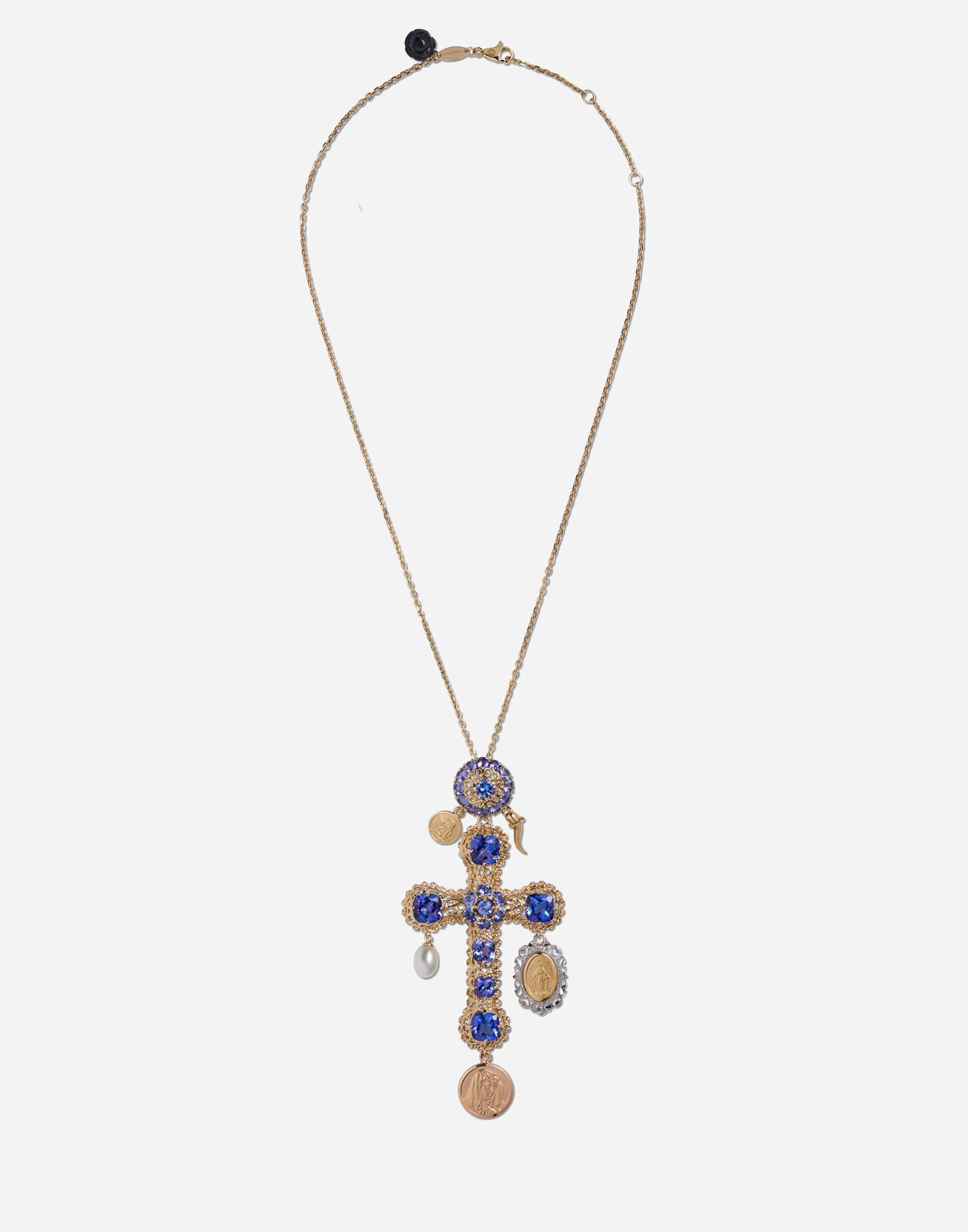 Dolce & Gabbana Tradition cross pendant with tanzanites Gold WEJP1GWROD1