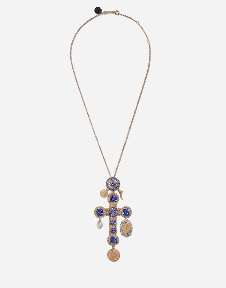 Dolce & Gabbana Pendentif Tradition en croix avec tanzanites Doré WADC1GWTAN1