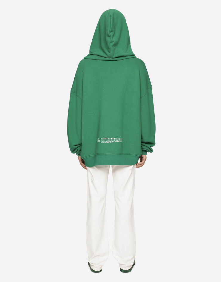 Dolce & Gabbana Jersey hoodie with DGVIB3 print Green G9AKPTG7K3E