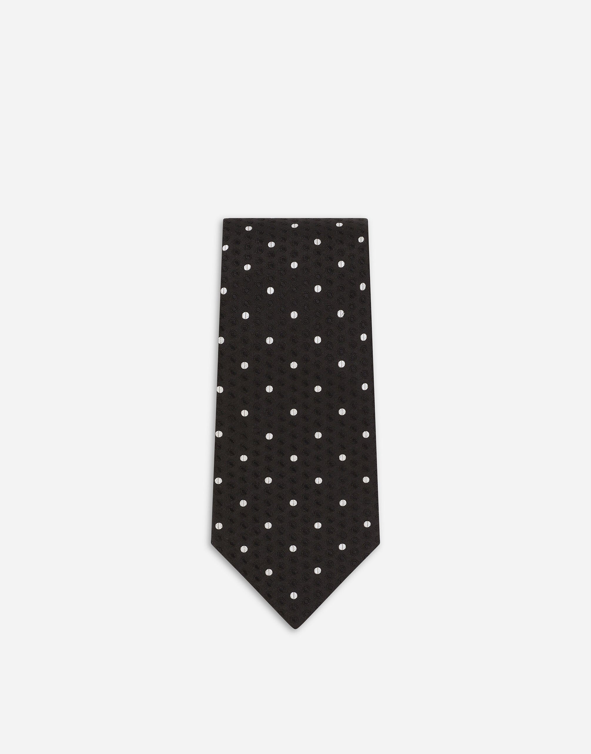 Silk jacquard tie with polka dot design in Multicolor for Men Dolce Gabbana