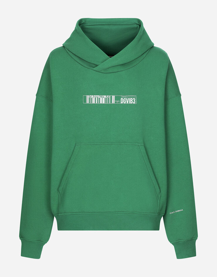 Dolce & Gabbana Jersey hoodie with DGVIB3 print Green G9AKPTG7K3E