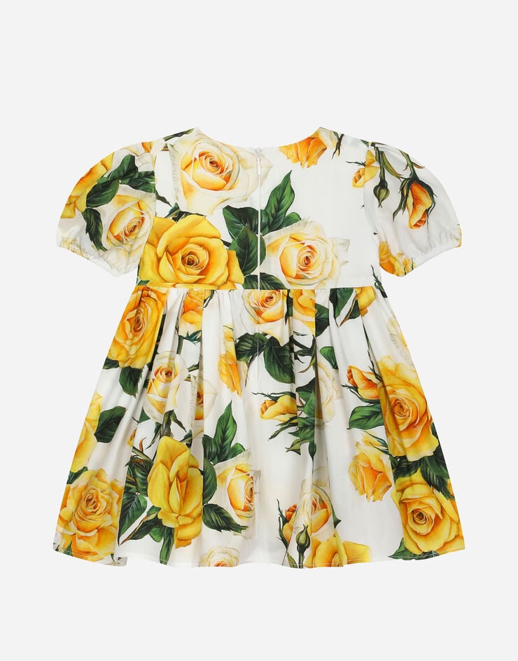 Dolce & Gabbana Kleid mit Höschen aus Popeline Print gelbe Rosen Drucken L23DP2HS5QR