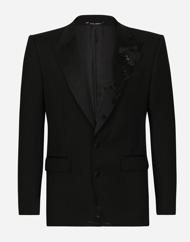 Dolce & Gabbana Einreihige Jacke Sicilia mit Stickerei Black G2PQ4ZGH907