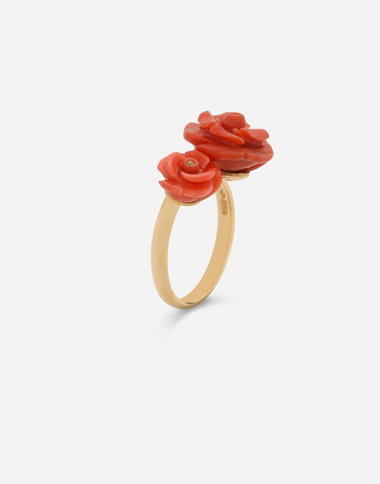 Dolce & Gabbana Bague Coral en or jaune 18 ct avec rose en corail Doré WREM1GWCM00