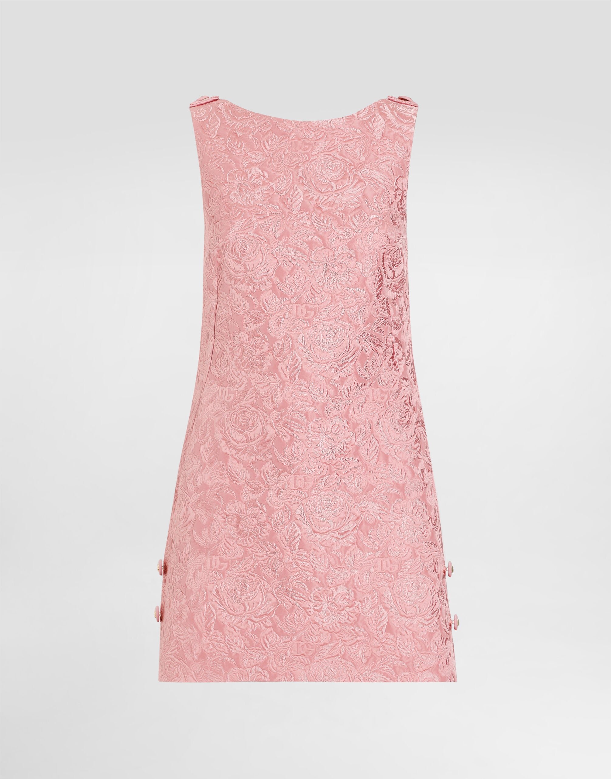 Short floral quilted jacquard sack dress