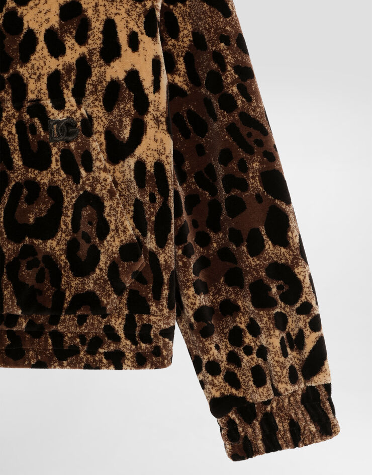 Dolce & Gabbana Leopard-print chenille jacquard hooded sweatshirt Multicolor L5JWCOFJ7D5