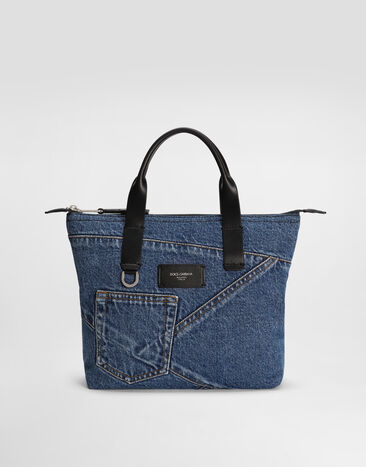 Dolce & Gabbana Small patchwork denim shopper Blue BM2384AQ760