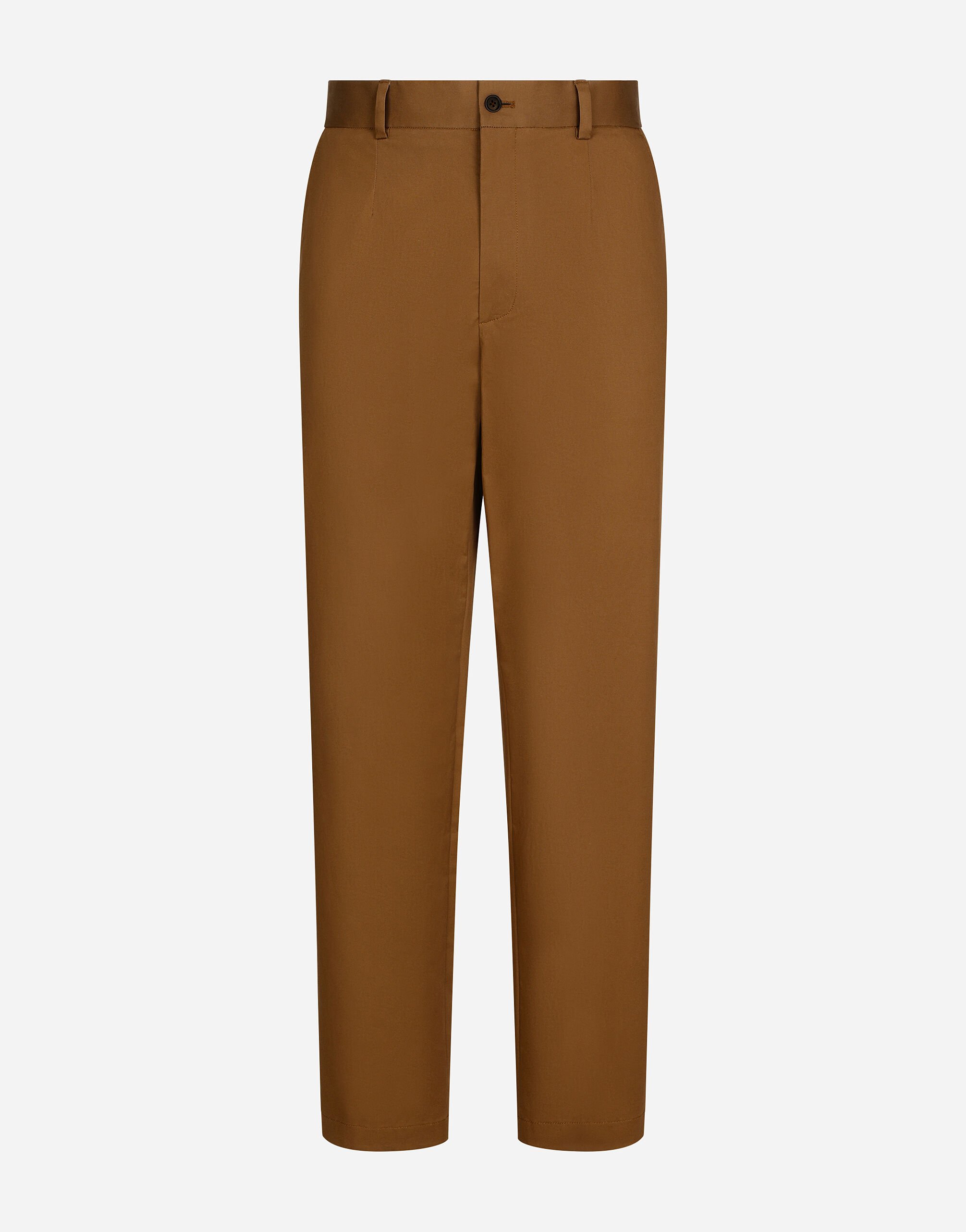 Dolce & Gabbana Stretch gabardine pants with logo label Brown GP01PTFU60L