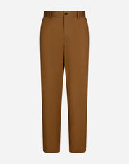 Dolce & Gabbana Stretch gabardine pants with logo label Brown GP01PTFU60L