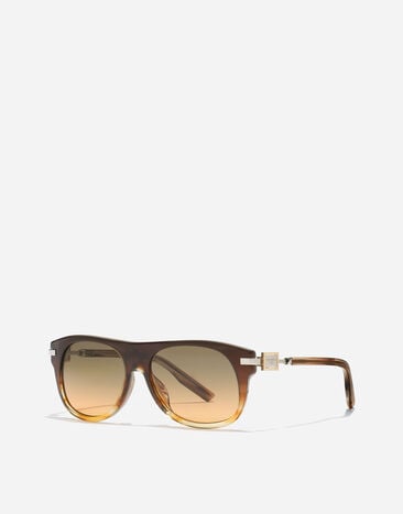 Dolce & Gabbana Metal Plaque Sunglasses Gradient striped brown VG4546VP618