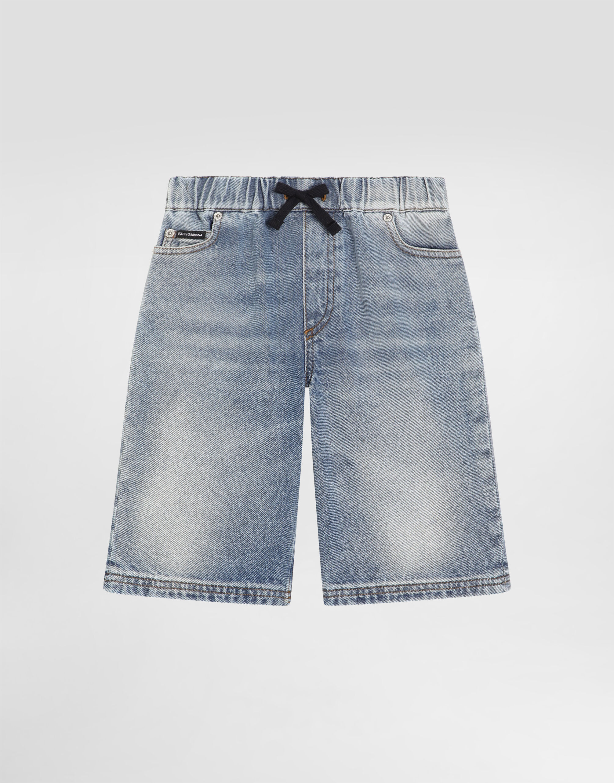 マルチカラーのボーイズ Denim bermuda shorts with salt&pepper wash