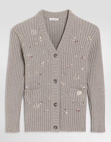 Dolce & Gabbana 카디건 버진 울 소재 리브 니트 디테일 Grey L5KWH3JDVL5