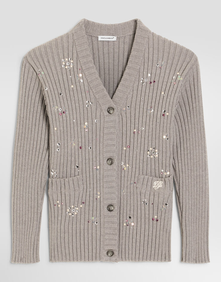 Dolce & Gabbana 카디건 버진 울 소재 리브 니트 디테일 Grey L5KWH3JDVL5
