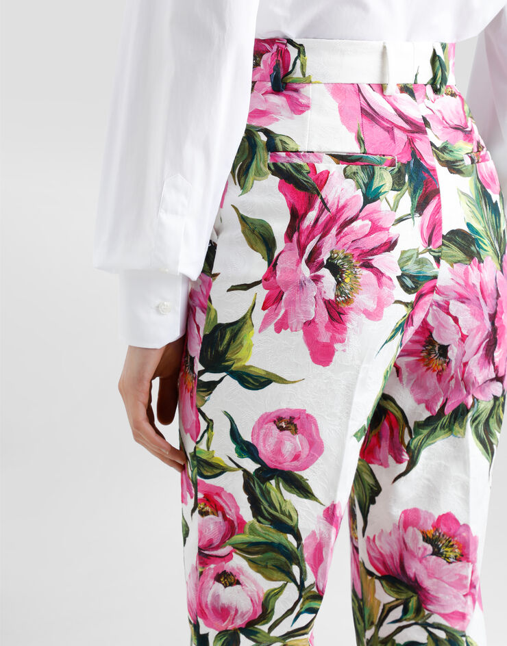 Dolce & Gabbana Peony-print cotton jacquard pants Print FTAM2TFSFN9