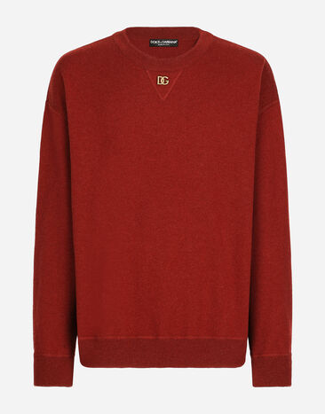 Dolce & Gabbana Jersey de cuello redondo en cachemira con logotipo DG Burdeos GXK88TJAWK8