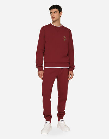 Dolce & Gabbana Jersey jogging pants with embroidery Bordeaux GVF7AZHU7H9