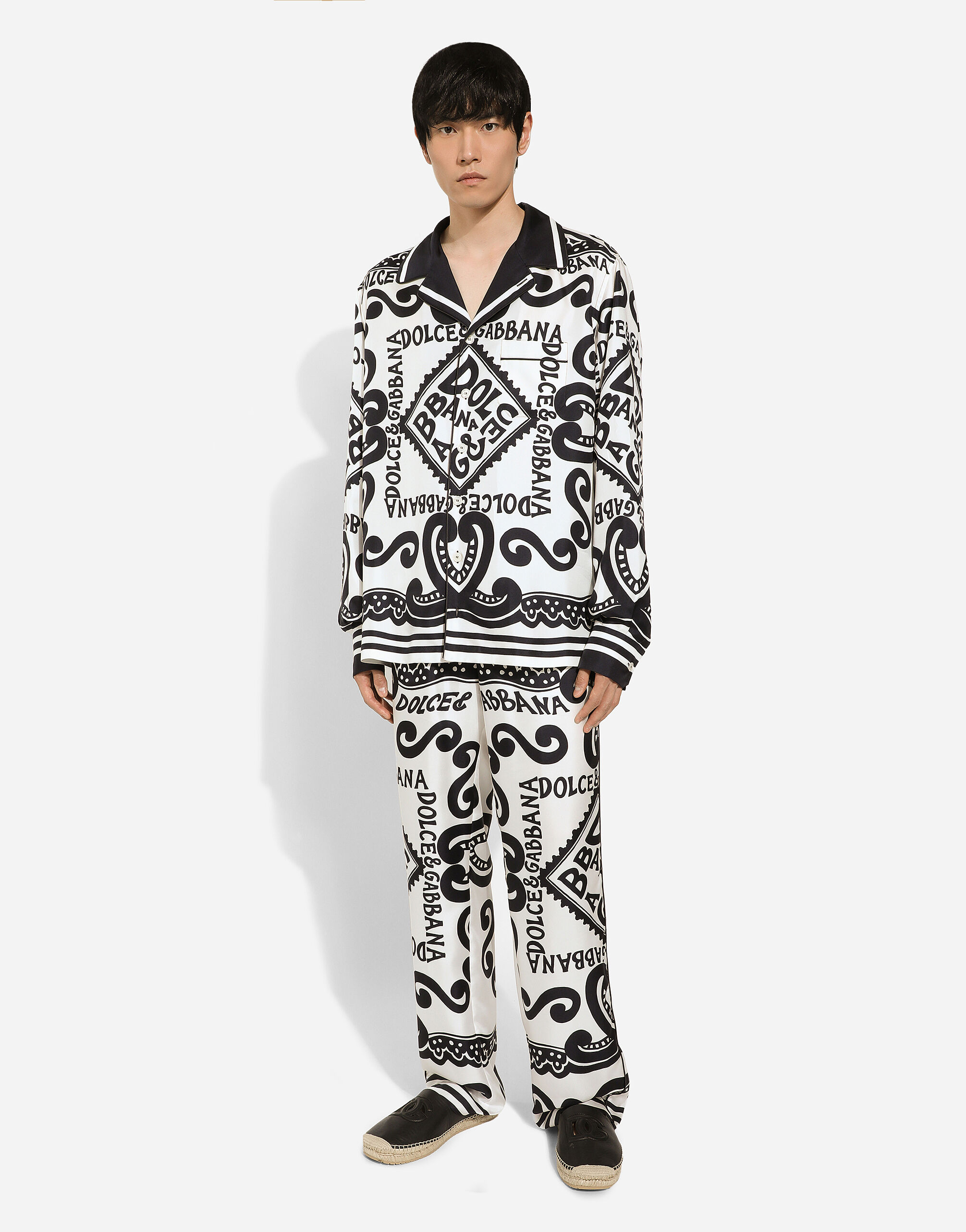 Marina print silk pajama pants Dolce Gabbana