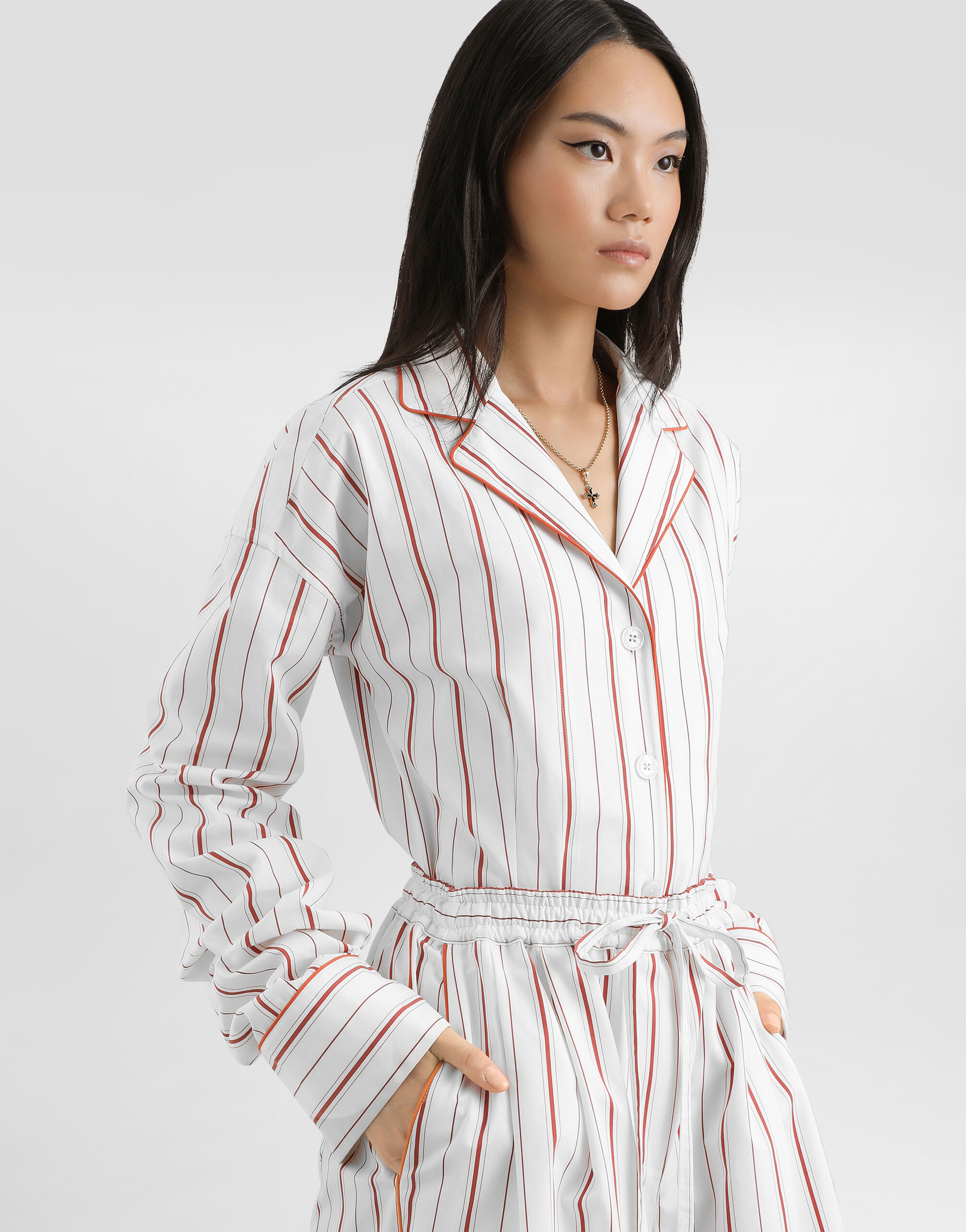 Striped poplin shirt - thumbnail 4