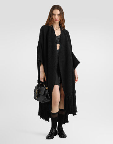 Dolce & Gabbana Bouclé cape coat Black F0Y1STFUZFA