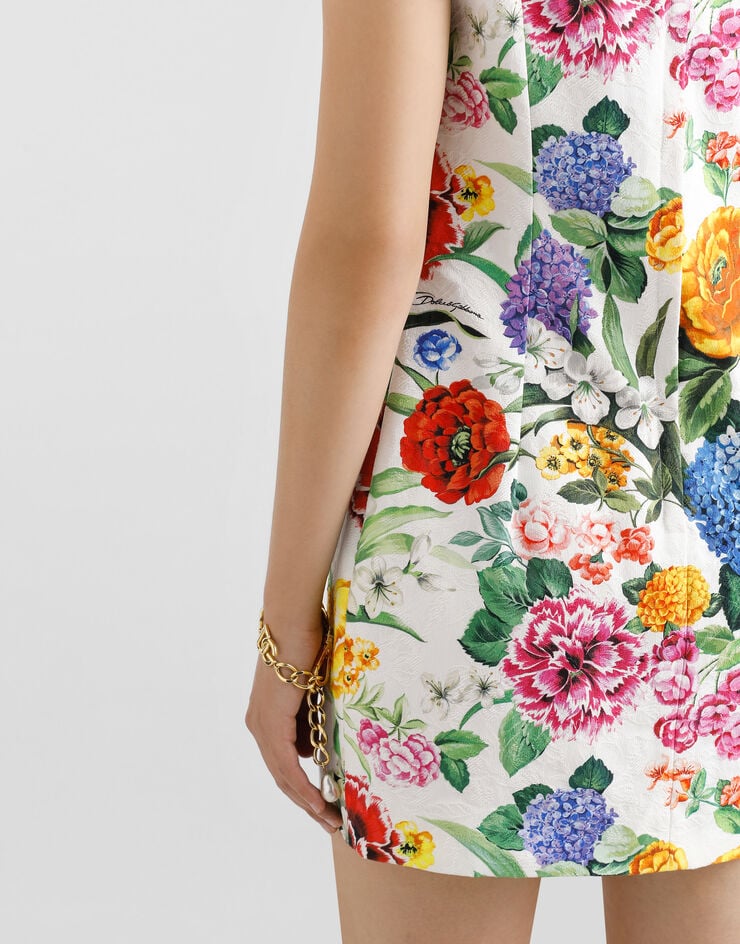 Dolce & Gabbana Robe midi en brocart à imprimé fleurs Imprimé F6K0BTFSFOA