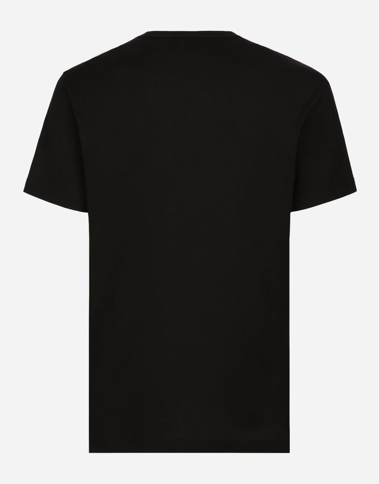 Dolce & Gabbana Cotton t-shirt with heraldic patch Black G8KBAZG7VKV