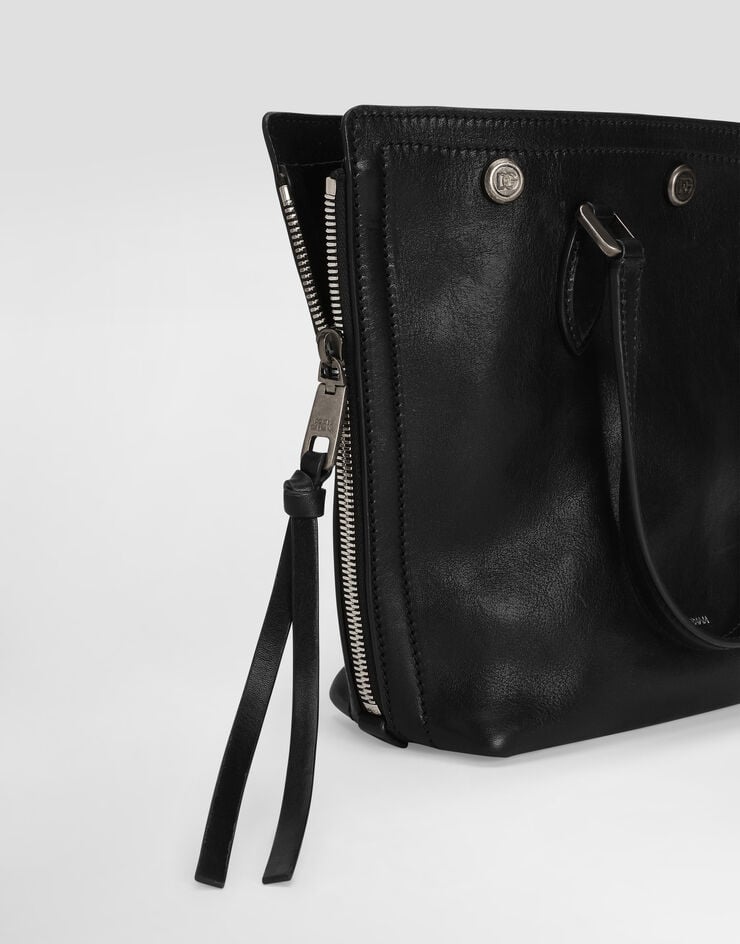 Dolce & Gabbana Atene tempesta calfskin shopping bag Black BM7890AU994