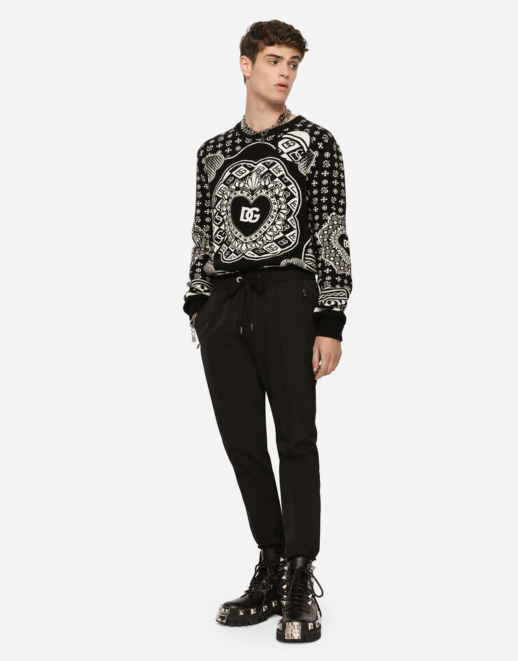 Dolce & Gabbana Pantalón de chándal de tejido técnico elástico Negro GYACETFURLI