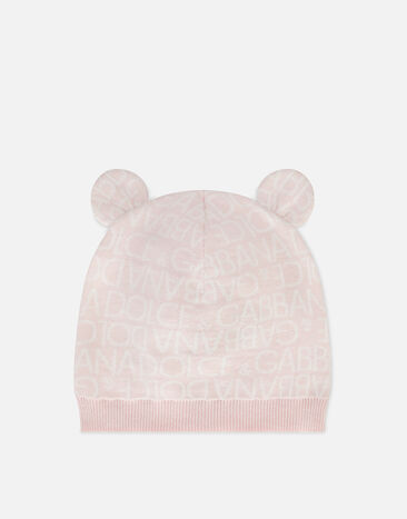 Dolce & Gabbana Knit hat with jacquard logo and ears Black EB0003AB000